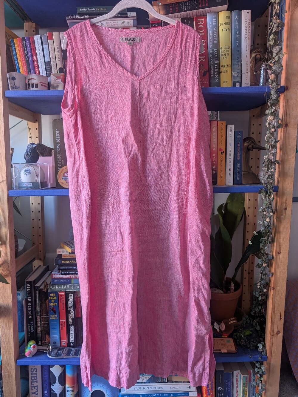 Flax Sleeveless Bubblegum Pink Linen Maxi Dress Small